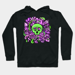 Doodle Skull Pink Hoodie